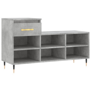Mueble zapatero madera contrachapada gris hormigón 102x36x60 cm H