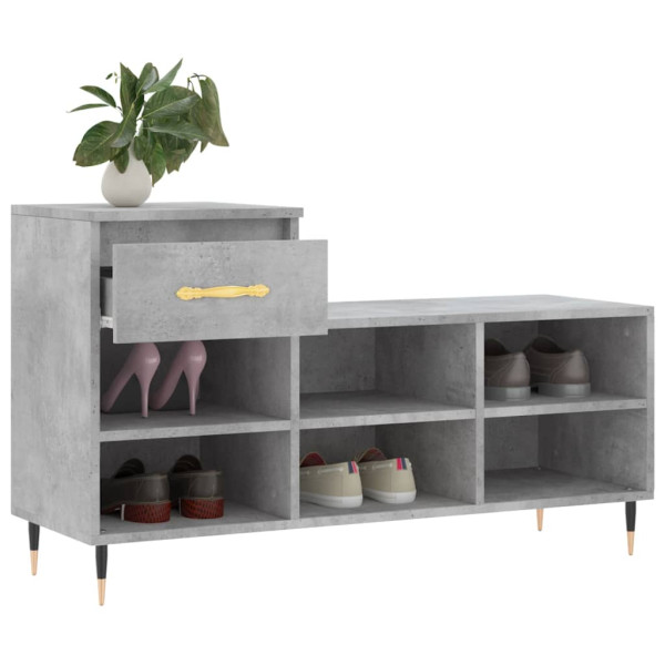 Mueble zapatero madera contrachapada gris hormigón 102x36x60 cm M 4