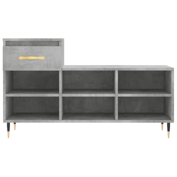 Mueble zapatero madera contrachapada gris hormigón 102x36x60 cm M 5