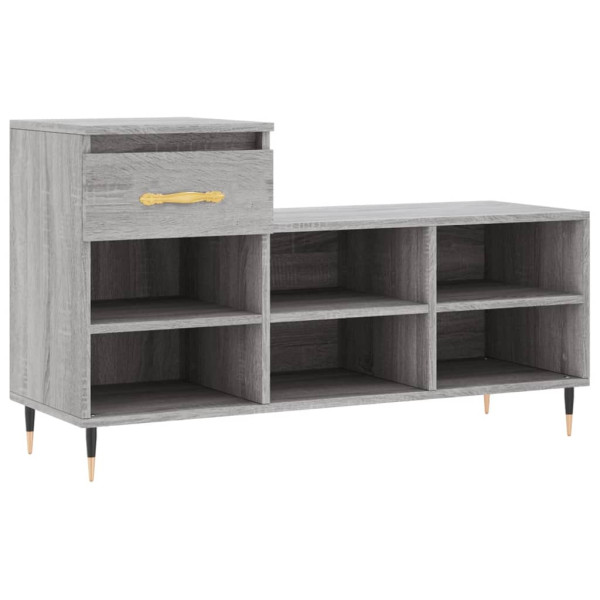 Mueble zapatero madera contrachapada gris Sonoma 102x36x60 cm M 2