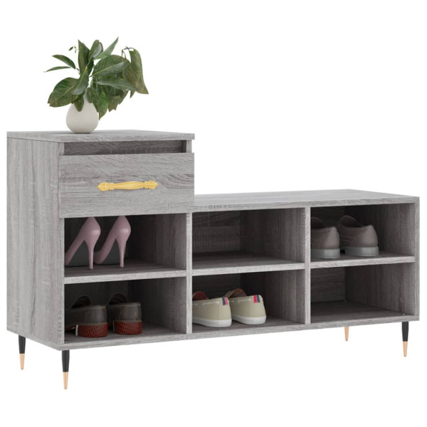 Mueble zapatero madera contrachapada gris Sonoma 102x36x60 cm M 3