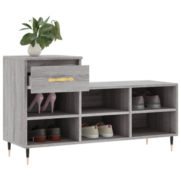 Mueble zapatero madera contrachapada gris Sonoma 102x36x60 cm M 4