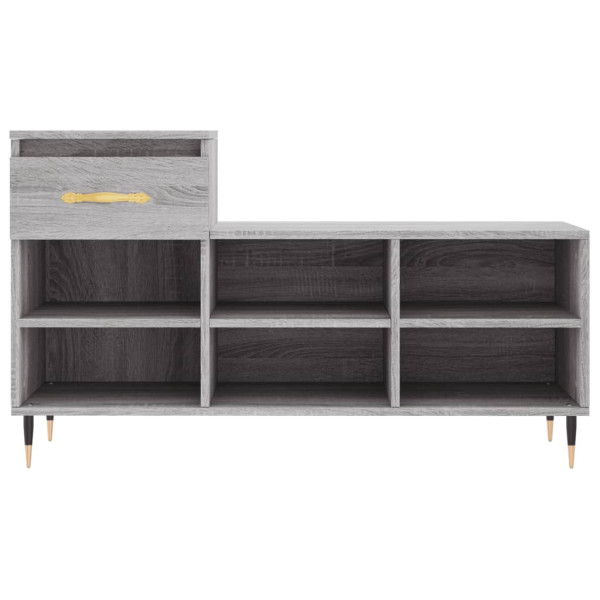 Mueble zapatero madera contrachapada gris Sonoma 102x36x60 cm M 5