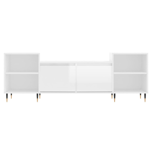 Mueble para TV madera contrachapada blanco brillo 160x35x55 cm M 5