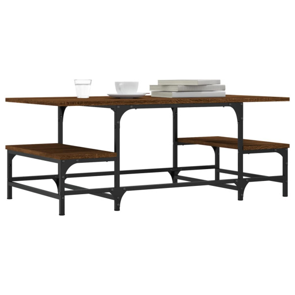 Mesa de centro madera contrachapada roble marrón 100x50.5x40 cm M 3