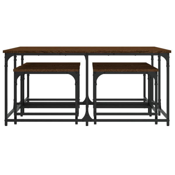 Mesas de centro encastrar 5pcs deriv. madeira carvalho castanho M 4