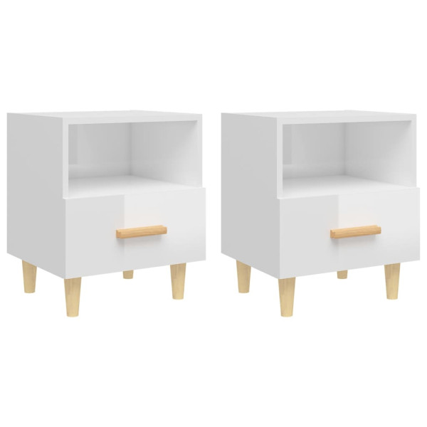 Mesas de cabeceira 2 pcs 40x35x47 cm branco brilhante M 2