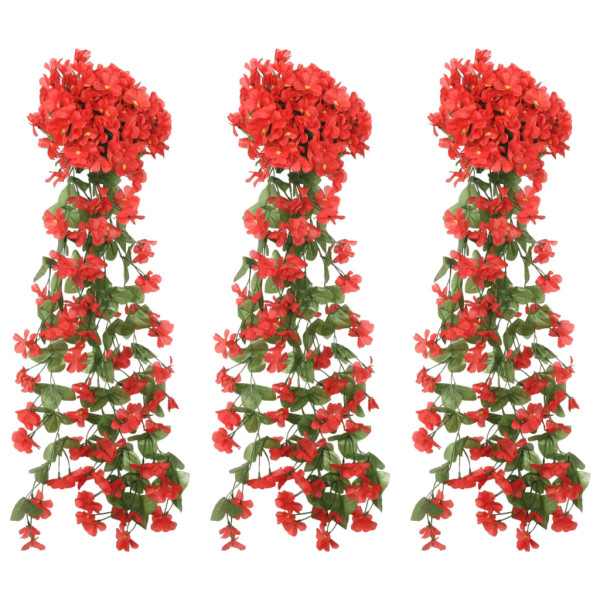 Guirnaldas de flores artificiales 3 uds rojo 85 cm D