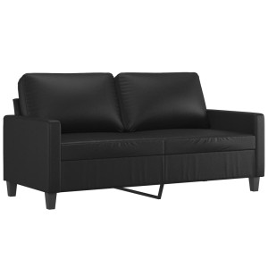 Sofá de 2 plazas de cuero sintético negro 140 cm H