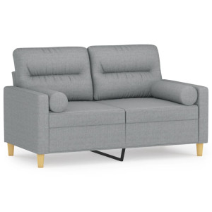 Sofá de 2 plazas con cojines tela gris claro 120 cm H