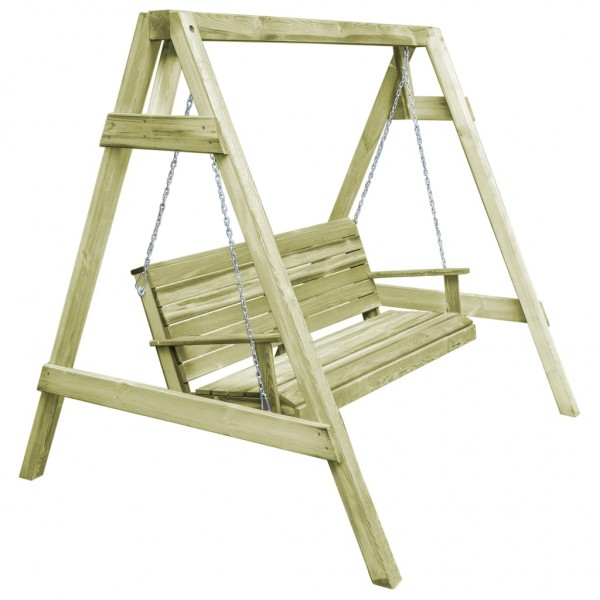 Banco balancín jardín madera pino impregnada 205x150x157 cm D