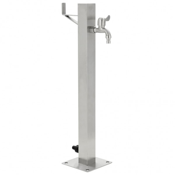 Columna de agua de jardín acero inoxidable cuadrada 65 cm D
