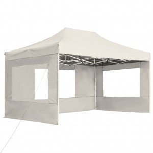 Carpa plegable profesional con paredes aluminio crema 4.5x3 m H