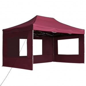 Tenda dobrável prof. c/ paredes alumínio 4.5x3m vermelho tinto H