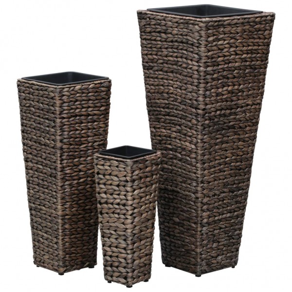 Vasos/floreiras 3 pcs jacinto de água castanho-escuro M 3