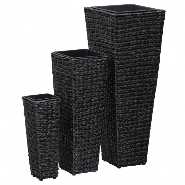 Conjunto de arriates 3 piezas jacinto de agua negro D