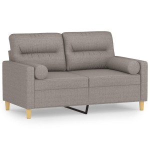 Sofá de 2 plazas con cojines tela gris taupe 120 cm H