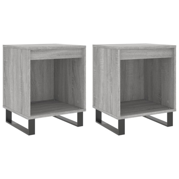 Mesita de noche 2 uds madera ingeniería gris Sonoma 40x35x50 cm M 2