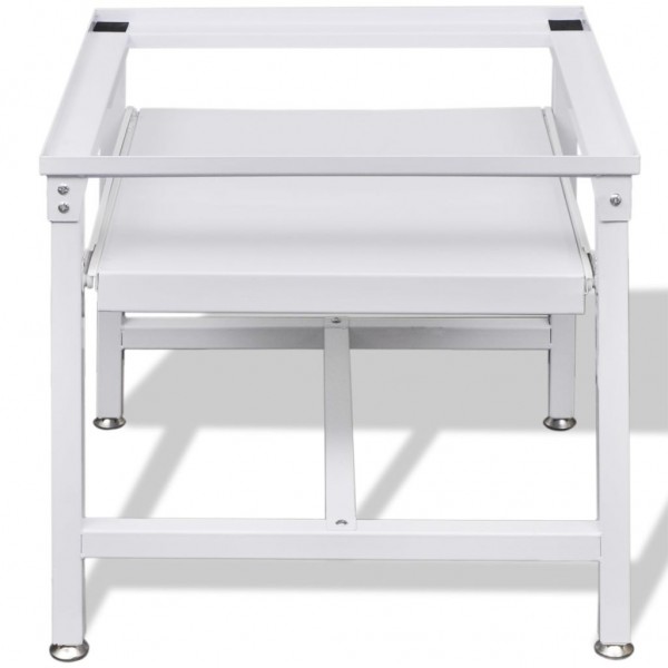 Soporte pedestal para lavadora con estante extraíble blanco M 4