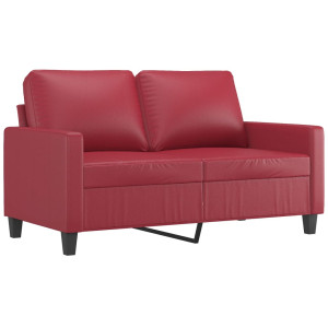 Sofá de 2 lugares 120 cm couro artificial vermelho tinto H