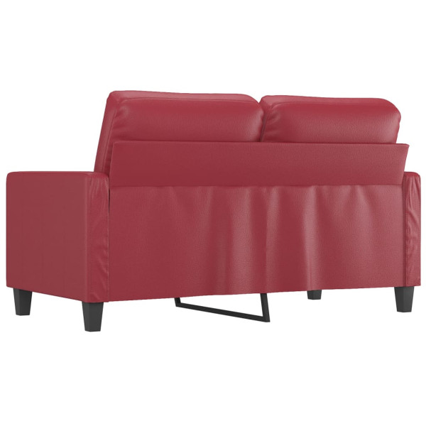 Sofá de 2 lugares 120 cm couro artificial vermelho tinto M 5