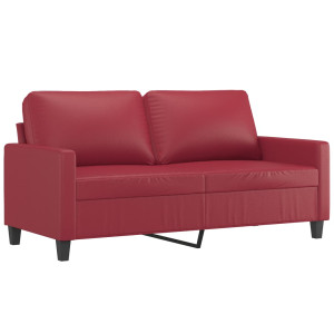 Sofá de 2 plazas de cuero sintético rojo vino 140 cm H