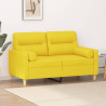 Sofá 2 lug. + almofadas decorativas 120 cm tecido amarelo-claro 1