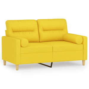Sofá de 2 plazas con cojines tela amarillo claro 120 cm H