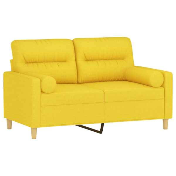 Sofá 2 lug. + almofadas decorativas 120 cm tecido amarelo-claro M 3
