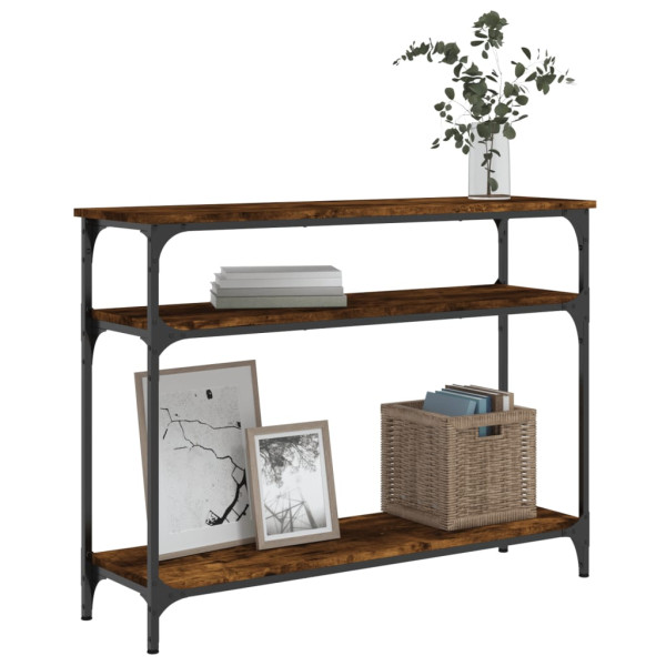 Mesa consola madera de ingeniería roble ahumado 100x29x75 cm M 3