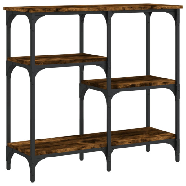 Mesa consola madera de ingeniería roble ahumado 80x29x75 cm M 2