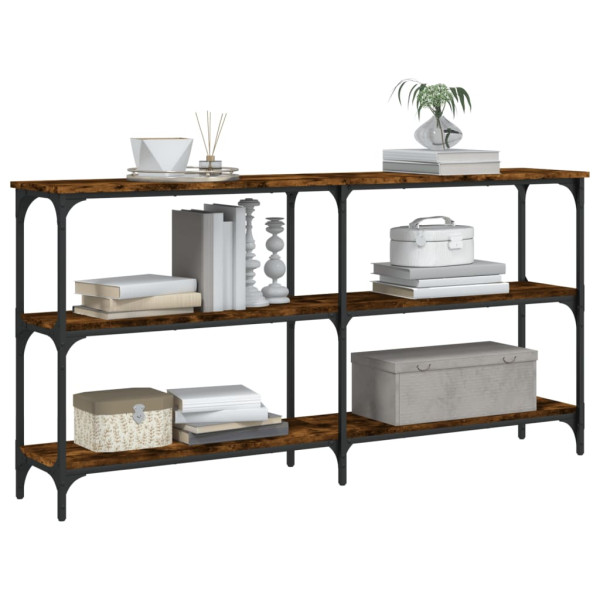 Mesa consola madera de ingeniería roble ahumado 150x29x75 cm M 3