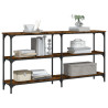 Mesa consola madera de ingeniería roble ahumado 150x29x75 cm 3
