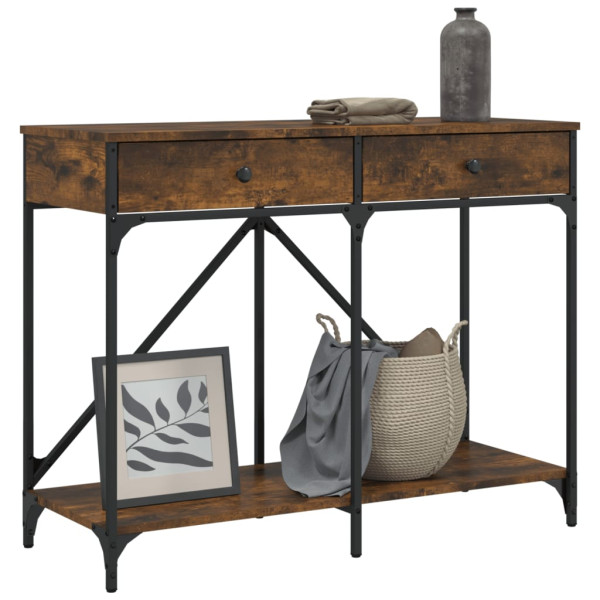 Mesa consola madeira de engenharia carvalho fumado 100x39x78.5 cm M 3