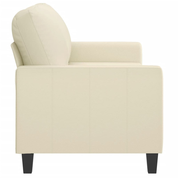 Sofá de 2 lugares 140 cm couro artificial cor creme M 4