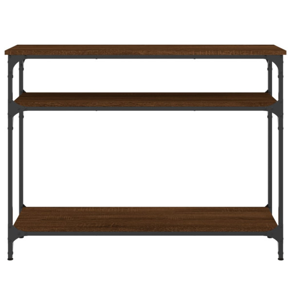 Mesa consola madera de ingeniería marrón roble 100x29x75 cm M 4