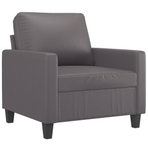 Sillón cuero sintético gris 60 cm H