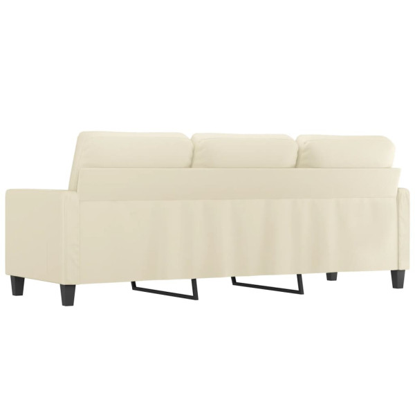 Sofá de 3 lugares 180 cm couro artificial cor creme M 5