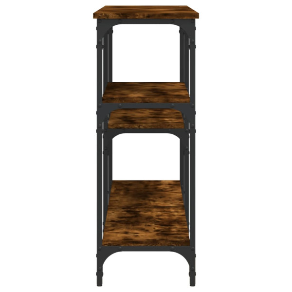 Mesa consola madera de ingeniería roble ahumado 160x29x75 cm M 5