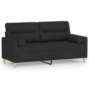 Sofá 2 lugares + almofadas decorativas 140 cm tecido preto H