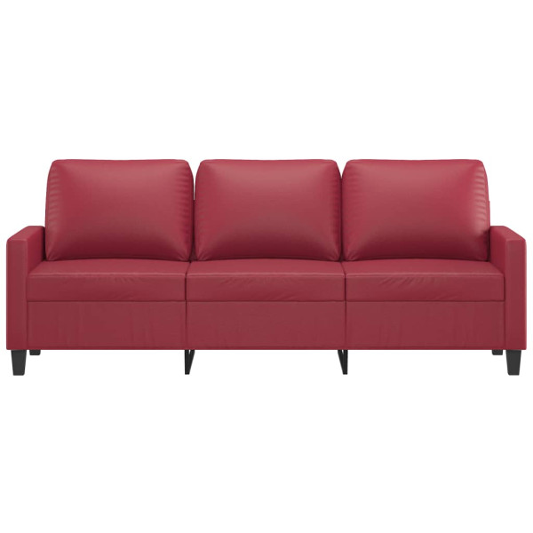 Sofá de 3 lugares 180 cm couro artificial vermelho tinto M 3