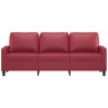Sofá de 3 plazas de cuero sintético rojo vino 180 cm 3