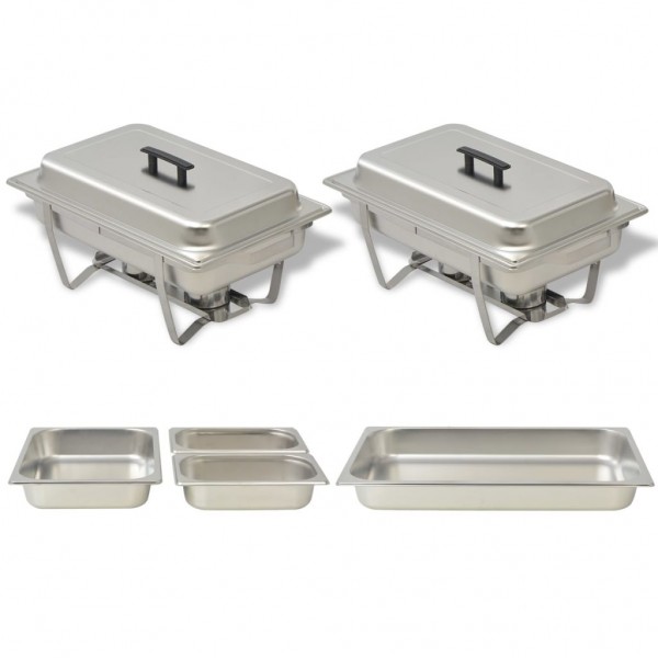 Set calentador de comida para buffet 2 piezas acero inoxidable D