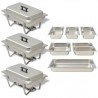 Set calentador de comida para buffet 3 piezas acero inoxidable 1