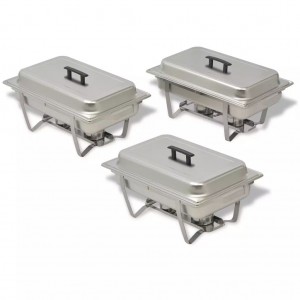 Set calentador de comida para buffet 3 piezas acero inoxidable H