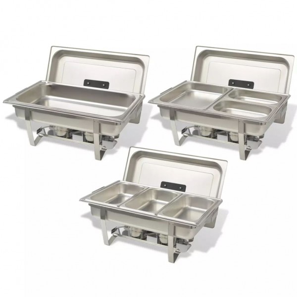 Set calentador de comida para buffet 3 piezas acero inoxidable M 3