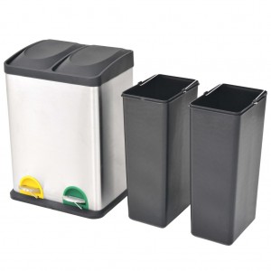 Cubo de reciclaje y basura con pedal acero inoxidable 36 L H