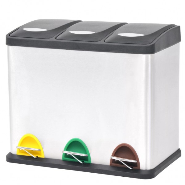 Cubo de reciclaje y basura con pedal acero inoxidable 24 L D
