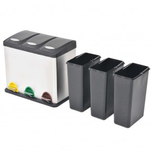 Cubo de reciclaje y basura con pedal acero inoxidable 24 L H