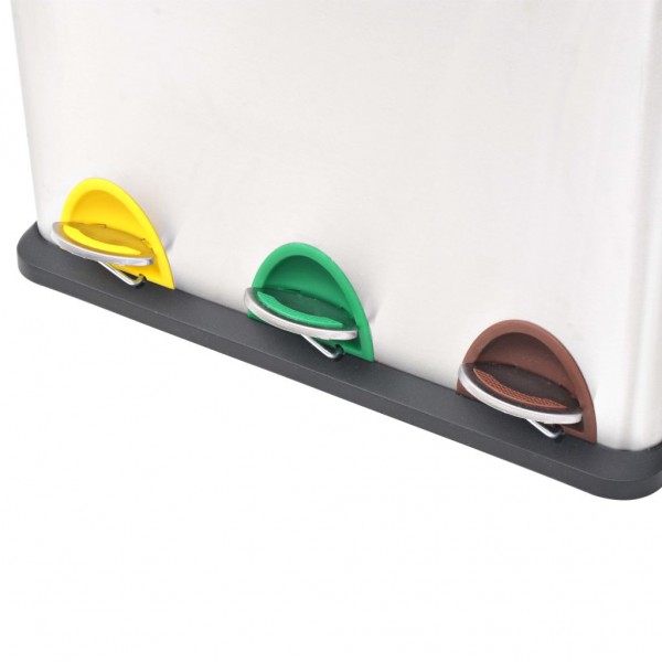 Cubo de reciclaje y basura con pedal acero inoxidable 24 L M 3